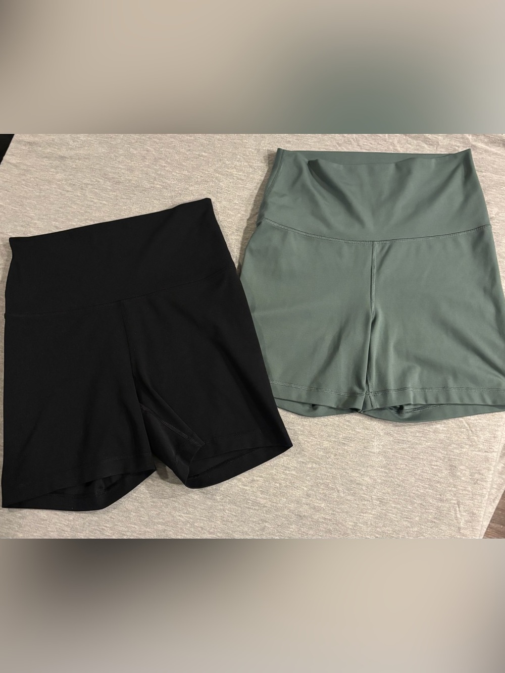 High-Waist Yogalicius Women’s Active Shorts, Black & Sage, combo pack size large
